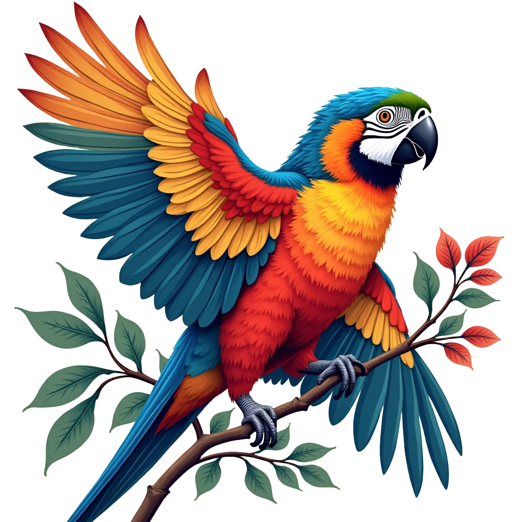 Colorful Parrot in Flight